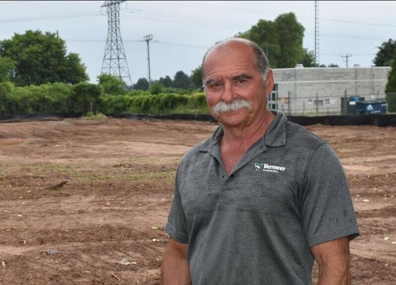 Chris Burelle, president of Vermeer Canada, at the site of what will become the company’s new headquarters on Iroquois Trail in Grimsby. Ground was officially broken Thursday.