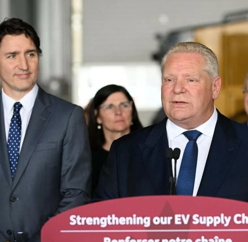 Prime Minister Justin Trudeau and Ontario Premier Doug Ford in May speak about Asahi Kasei’s $1.56-billion investment in Port Colborne.